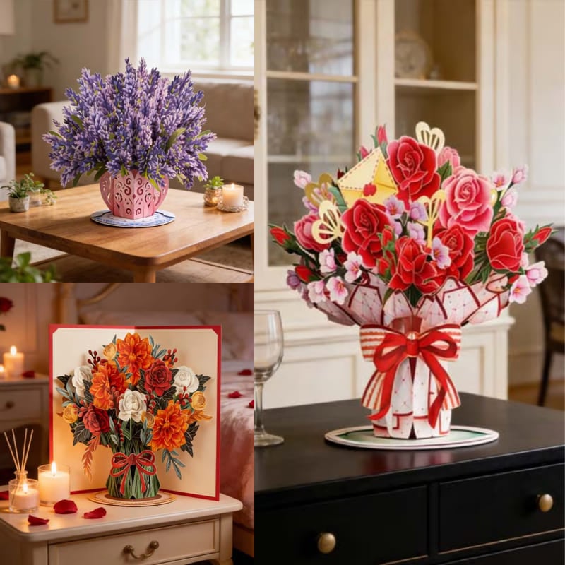 ๐55K+ SOLD! ๐ผ๐ Forever-Blooming 3D Flower Pop-Up Cardโ Personalized Love Message & Everlasting Bloom ๐