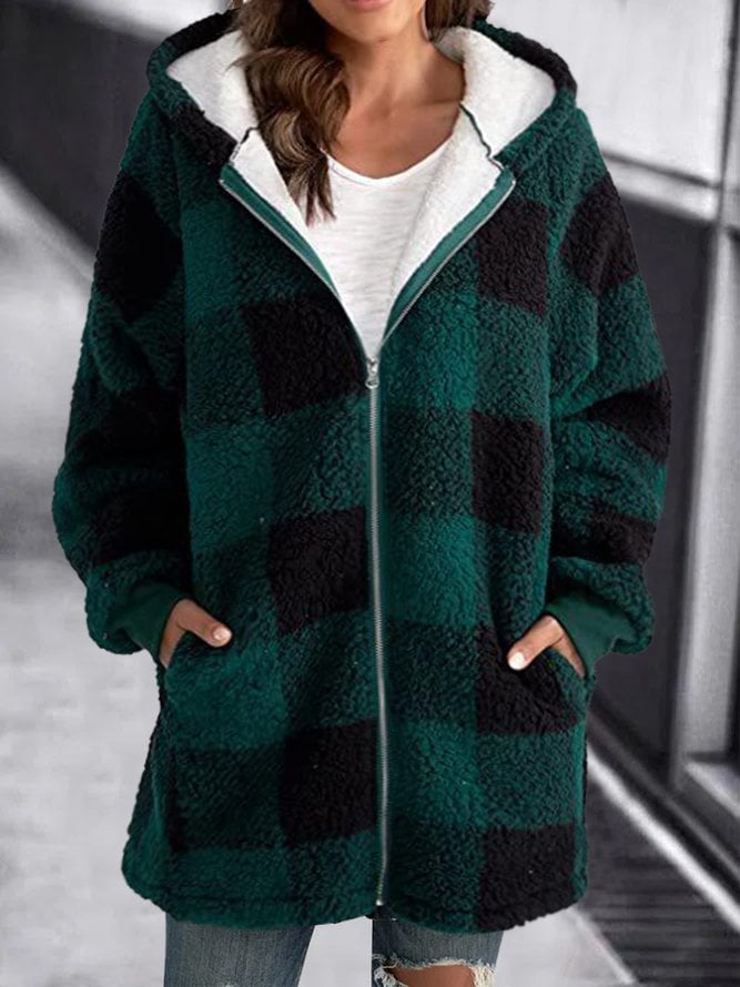Women Oversized Hoodie Plaid Loose Overcoat (Buy 2 Free Shiping)