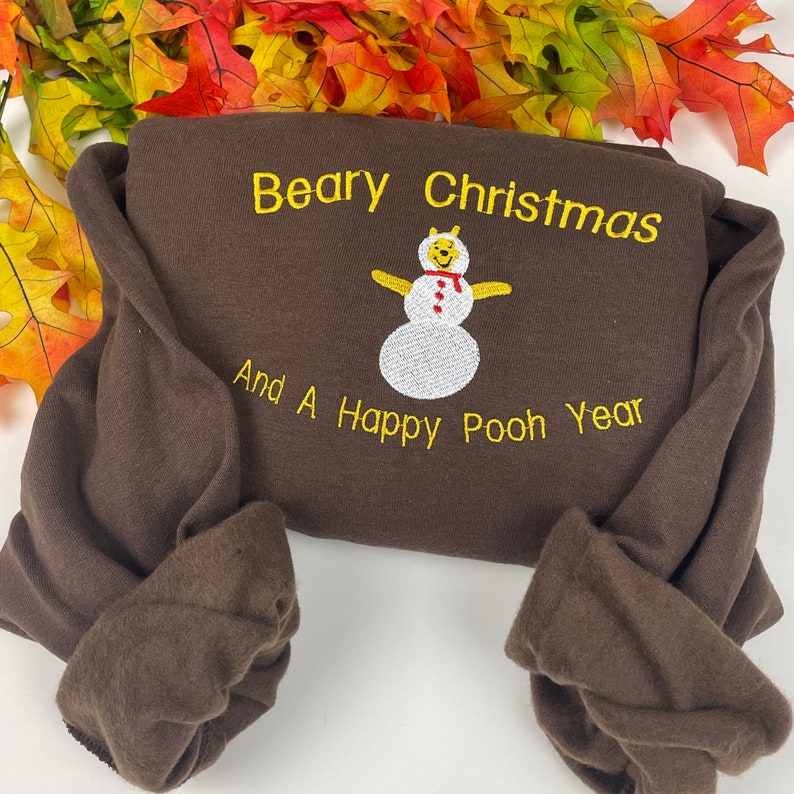 Christmas Sweatshirt Embroidered - Sweatshirts- Embroidered Sweatshirts - Christmas- Winnie The Pooh