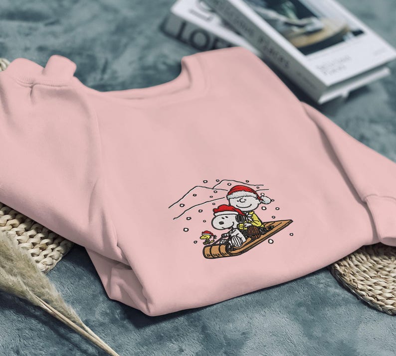 Snoopy Christmas Embroidered Sweatshirt Family Christmas Sweaters Unique Xmas Gift Cozy Seasonal Clothing Cute Snoopy Embroidery Shirt