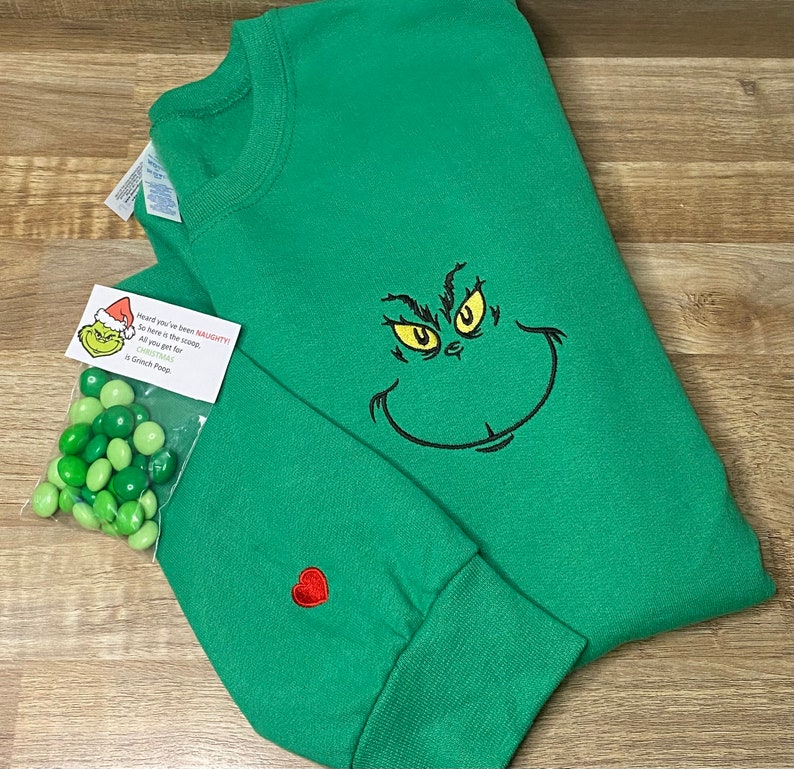 Grinch Face Embroidered Shirt