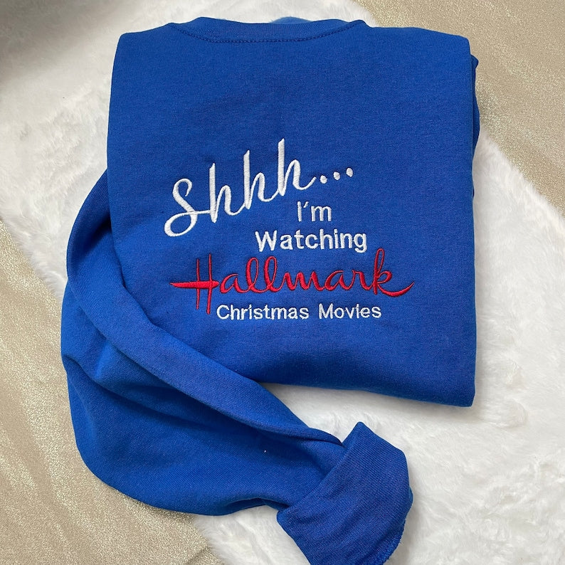 Hallmark Christmas Movies Embroidered Sweatshirt, Y2K Style Embroidered Crewneck, Christmas gifts - womens clothes - gifts for her - vintage