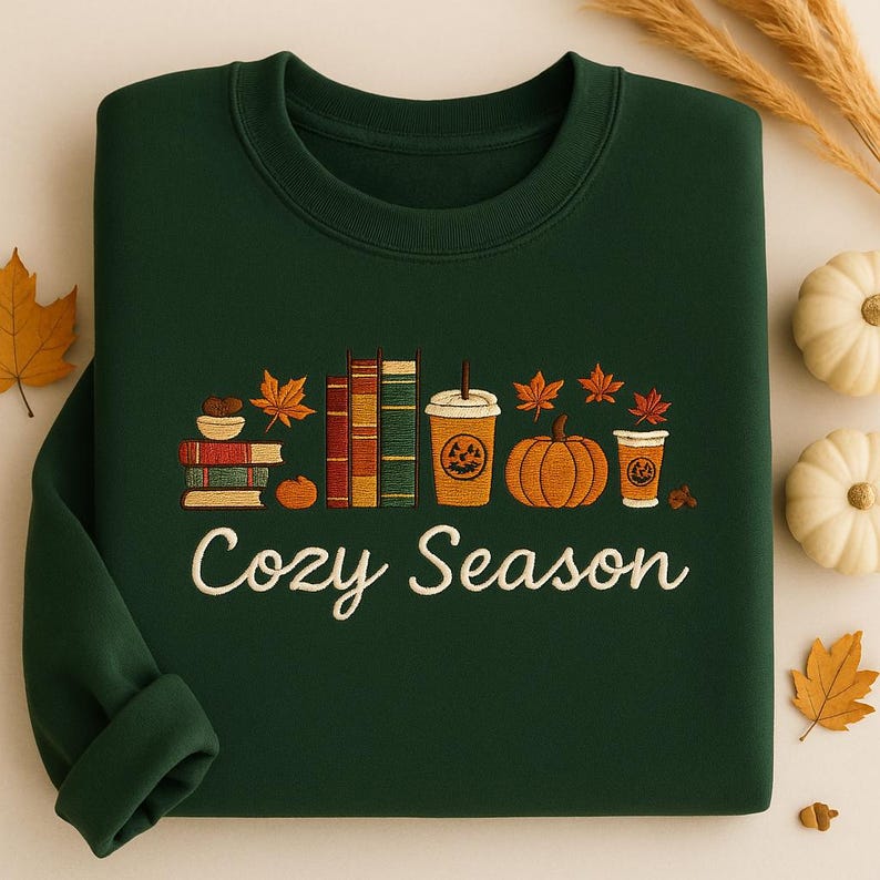 Embroidered Cozy Season Sweatshirt, Cozy Season Hoodie, Autumn Sweatshirts, Sweatshirts for Her, Fall Sweatshirt, Cozy Autumn Shirt
