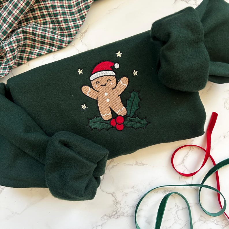 Embroidered Christmas Gingerbread Sweatshirt, Holiday Sweatshirt,Gingerbread Man Embroidered Sweater, Christmas Sweatshirt
